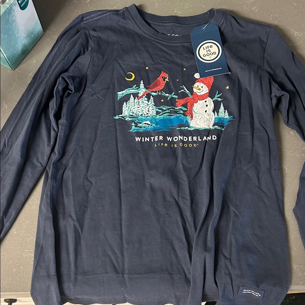 Life Is Good Navy Winter Wonderland Shirt